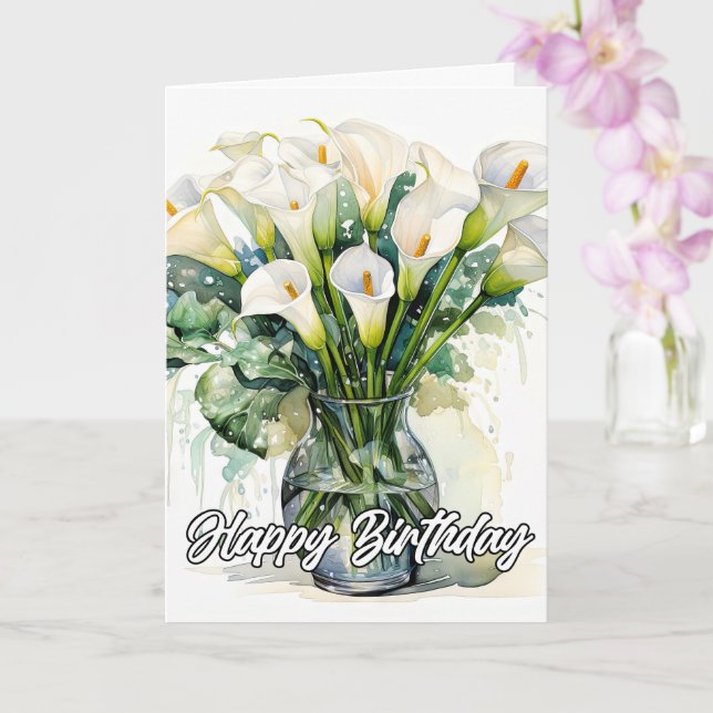 Beautiful Calla Lily Flowers Card (Orchid)