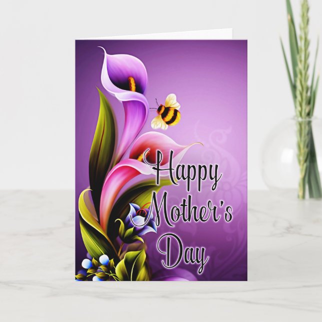 Beautiful Calla Lily Flowers Mother's Day Card (Front)