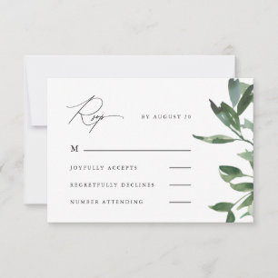 Beautiful Calligraphy and Greenery Wedding Rsvp Card