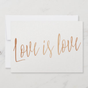 Beautiful calligraphy gold rose "Love is love"