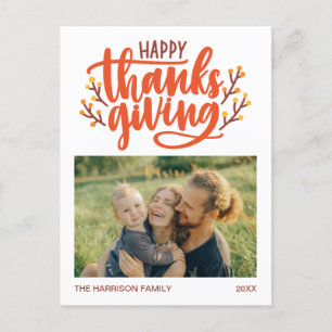 Beautiful Calligraphy Happy Thanksgiving Photo Postcard