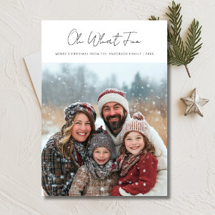 Beautiful Calligraphy Oh What Fun Christmas Photo  Holiday Card