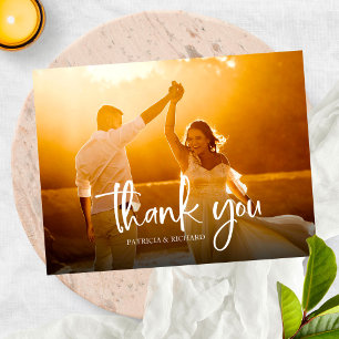 Beautiful Calligraphy Wedding Thank You Photo Postcard