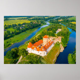 Beautiful Calming Landscape Ancient Castle Rivers Poster