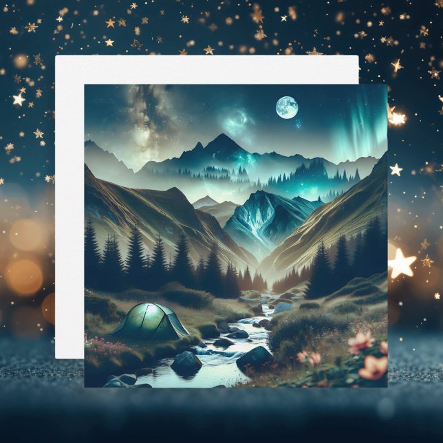 Beautiful Camping Scene with Mountains and Tent Card (Creator Uploaded)