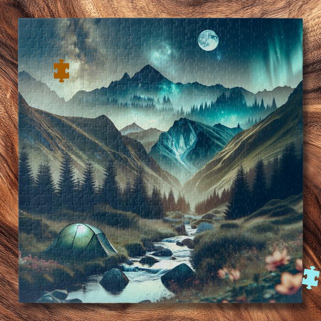 Beautiful Camping Scene with Mountains and Tent Jigsaw Puzzle (Creator Uploaded)
