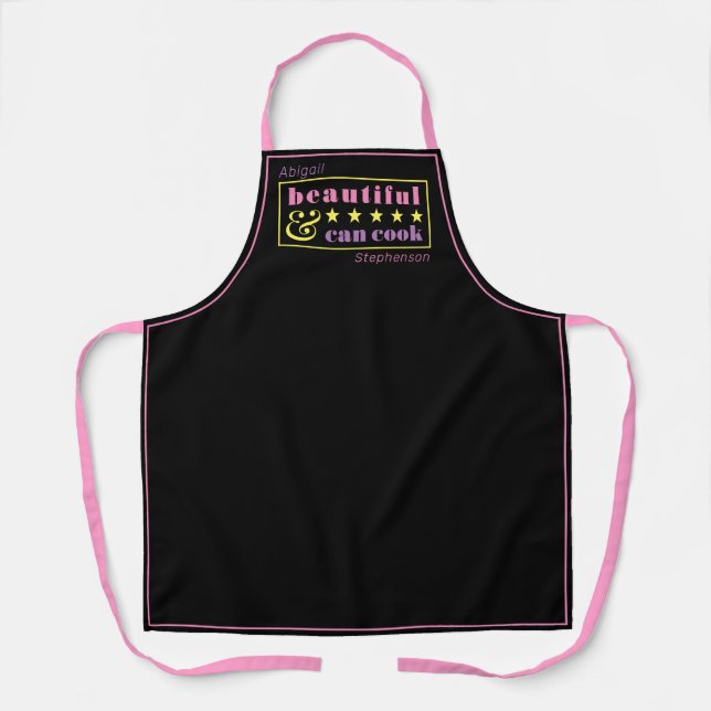 Beautiful & Can Cook Cute Black Mother's Day Apron (Front)