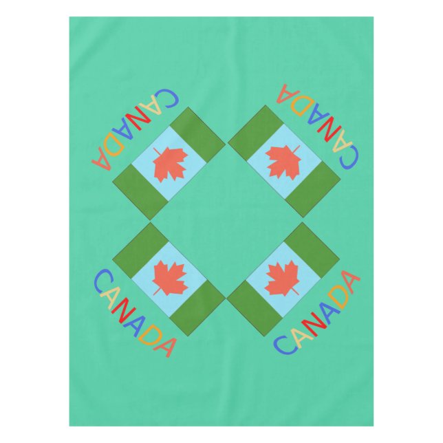 beautiful Canada art style maple leaf flag green Tablecloth (Front)