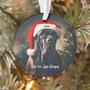 Beautiful Cane Corso with Santa Hat Ornament