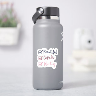 Beautiful Capable Worthy Waterproof Sticker Set