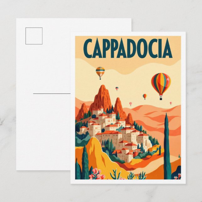 Beautiful Cappadocia Turkey Illustration Travel Postcard (Front/Back)