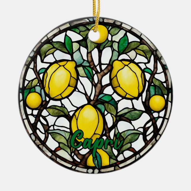 Beautiful Capri Lemon Tree Souvenir Ceramic Ornament (Front)