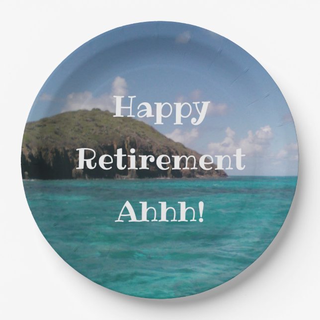 Beautiful Caribbean Island Retirement Paper Plate (Front)
