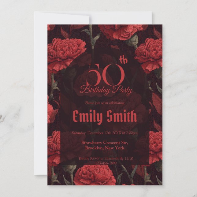 Beautiful Carnation Accent 30Th Birthday Invitation (Front)