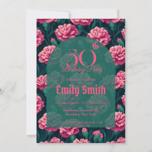 Beautiful Carnation Charm 5Th Birthday Invitation