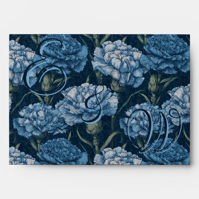 Beautiful Carnation Inspired Floral Wedding Envelope (Front)