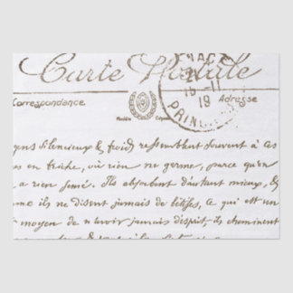 Beautiful Carte Postale French Script Tissue Paper