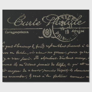 Beautiful Carte Postale French Script   Wrapping Paper