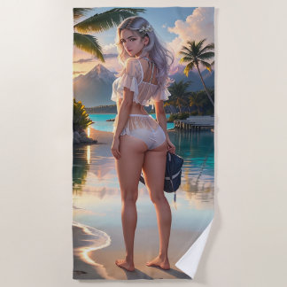 Beautiful carton fantasy girl Beach Towel