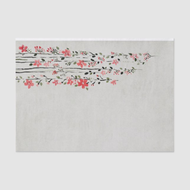 Beautiful Cascading Red Flowers Tissue Paper (Front)