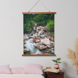 Beautiful cascading river in spring hanging tapestry