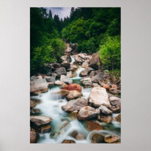 Beautiful cascading river in spring poster