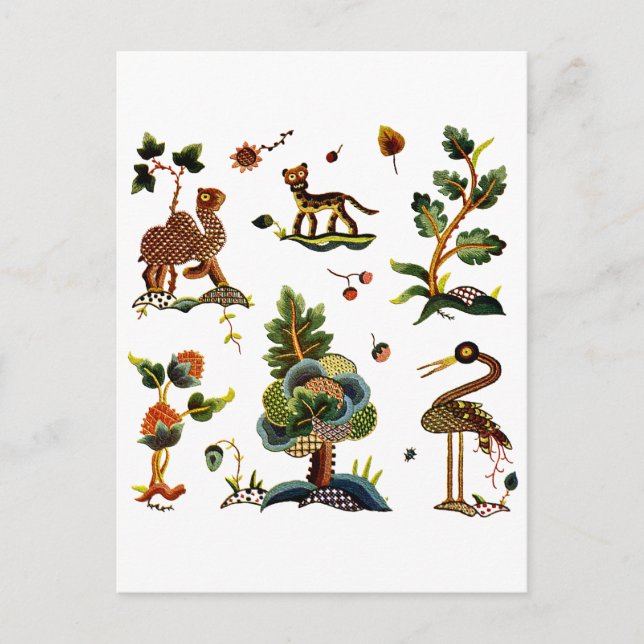 Beautiful Castlemaine Jacobean Embroidery Postcard (Front)