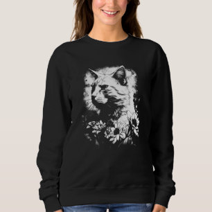 beautiful cat and sunflower silhouette portrait  w sweatshirt