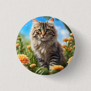 Beautiful cat beautiful garden 3 cm round badge