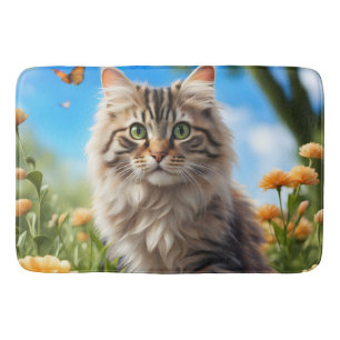 Beautiful cat beautiful garden bath mat