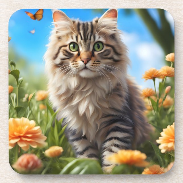 Beautiful cat beautiful garden coaster (Front)