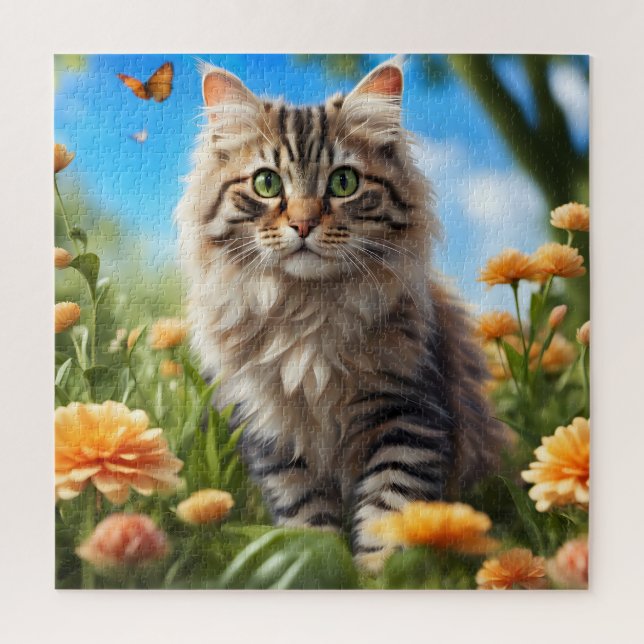 Beautiful cat beautiful garden jigsaw puzzle (Vertical)