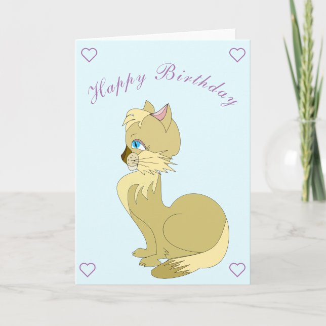 Beautiful Cat Birthday Card (Front)