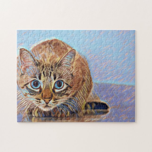 Beautiful cat colours but and violet jigsaw puzzle (Horizontal)