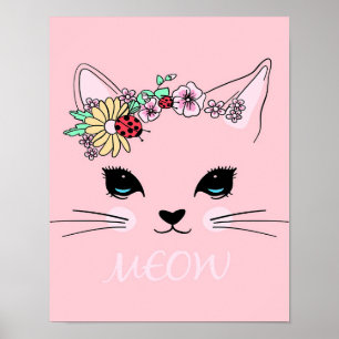 Beautiful Cat Face Meow, Kitty Lover Gift,Cute Cat Poster