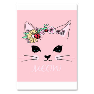 Beautiful Cat Face Meow, Kitty Lover Gift,Cute Cat Table Number