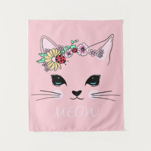 Beautiful Cat Face Meow, Kitty Lover Gift,Cute Cat Tapestry