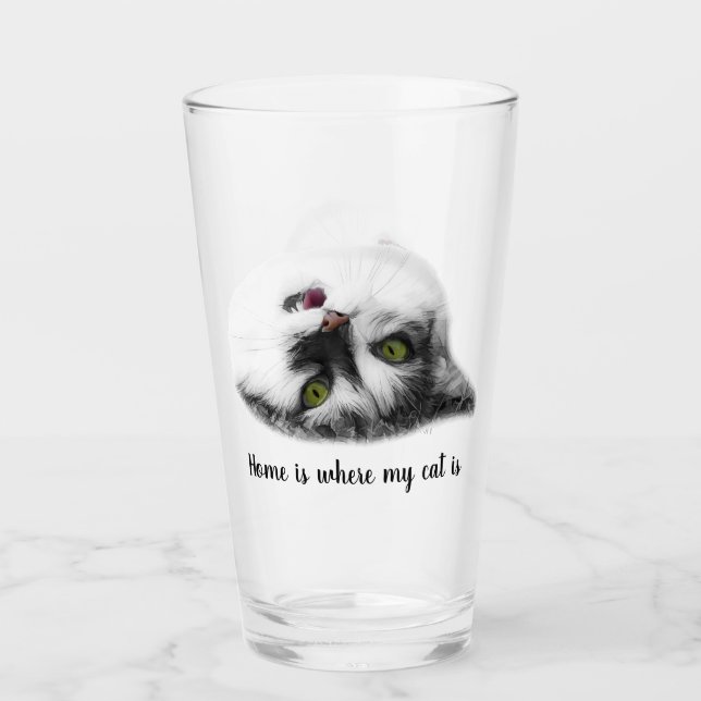 Beautiful cat funny customisable glass (Front)