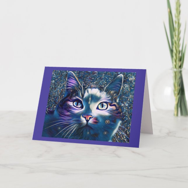 Beautiful cat in moonlight Folded Greeting Card (Front)