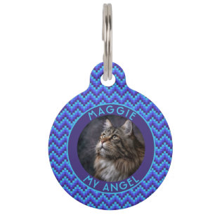 Beautiful Cat Lover Present Chevron Pet Tag