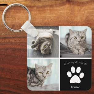 Beautiful Cat Memorial Custom Pet Photo Keepsake Key Ring