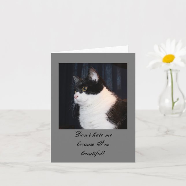 Beautiful Cat Note Card (Small Plant)