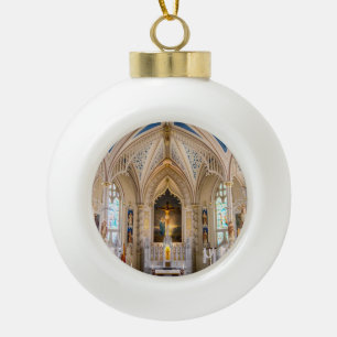 Beautiful Cathedral Ceramic Ball Christmas Ornament