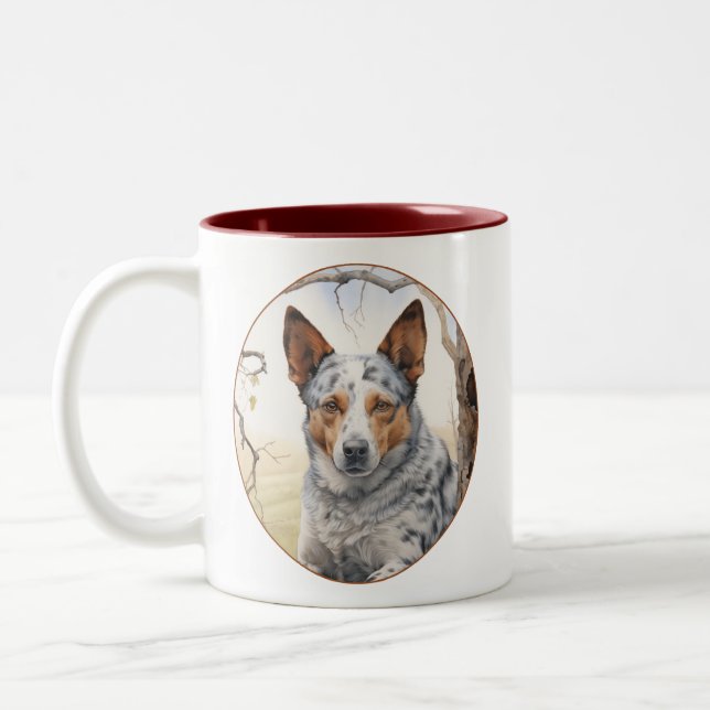Beautiful Cattle Dog Two-Tone Coffee Mug (Left)