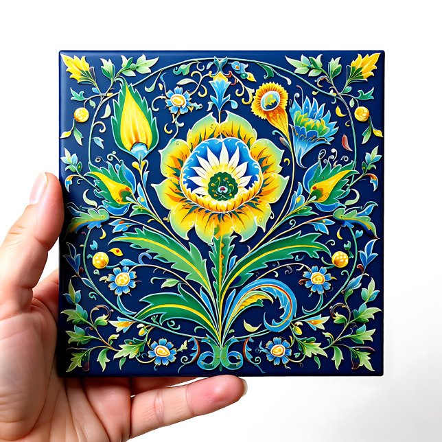 💙 Beautiful Celestial Harmony Iznik Ceramic Tile (Beautiful Celestial Harmony Iznik Ceramic Tile)