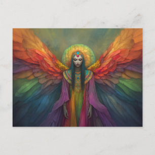 Beautiful Celestial Spirit Guide Wings of Rainbow Postcard