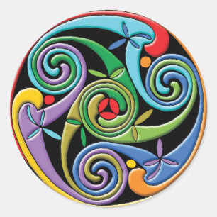 Beautiful Celtic Mandala with Colourful Swirls Classic Round Sticker