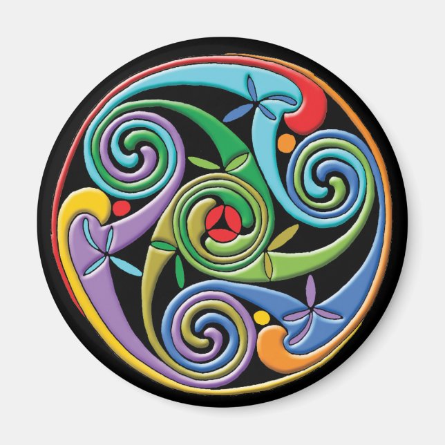 Beautiful Celtic Mandala with Colourful Swirls Magnet (Front)