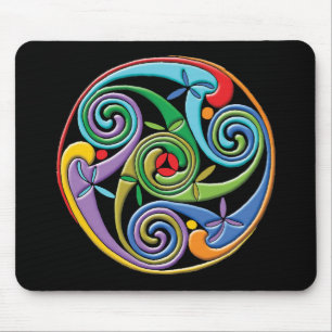 Beautiful Celtic Mandala with Colourful Swirls Mouse Pad