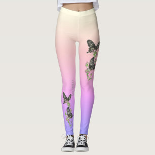 Beautiful Ceylon Rose Endangered Butterfly Leggings